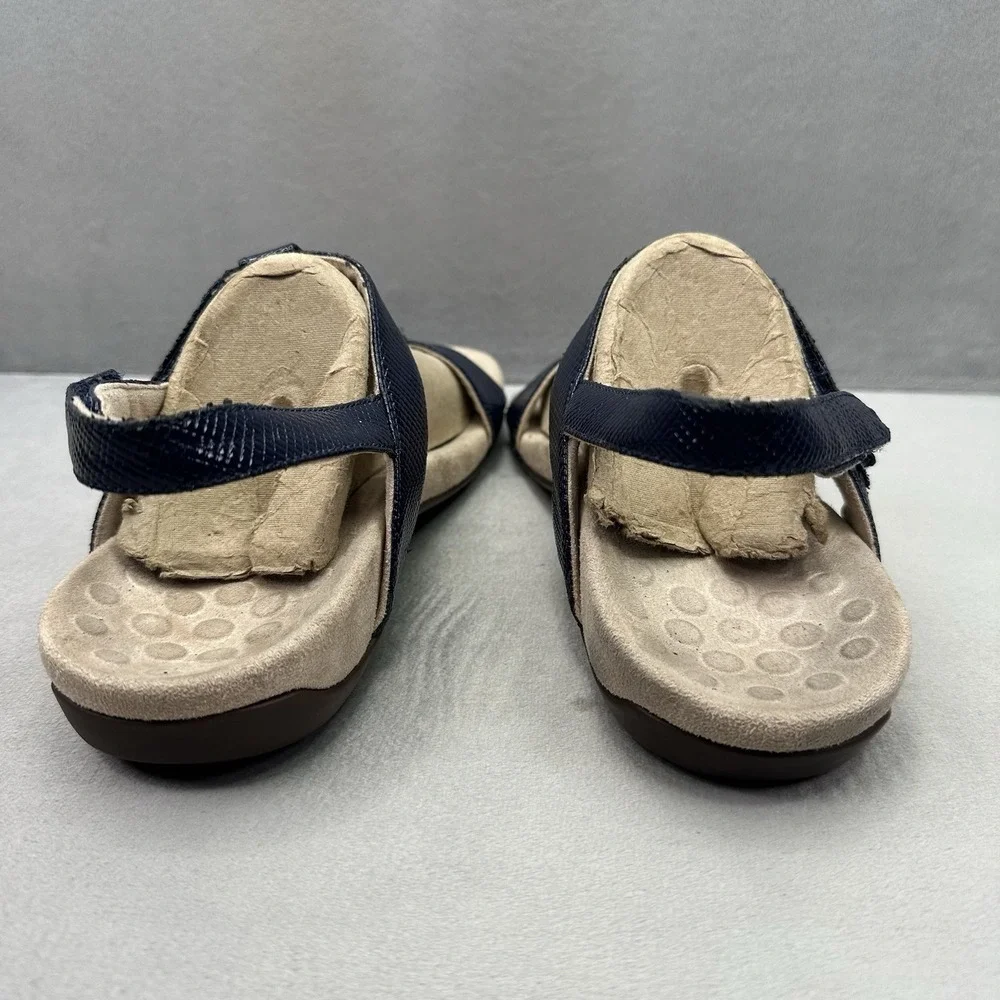 Vionic Farra Lizard Womens Size 9 Backstrap Sandals Navy Blue Arch Support